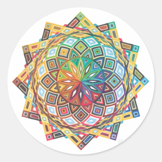 Intricate Geometric Mandala Sticker ラウンドシール (正面)
