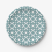 Intricate geometric pattern with teal interconnect ペーパープレート (正面)