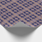 Intricate geometric repeat pattern blue orange ラッピングペーパー (角)