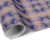 Intricate geometric repeat pattern blue orange ラッピングペーパー (ロールコーナー)