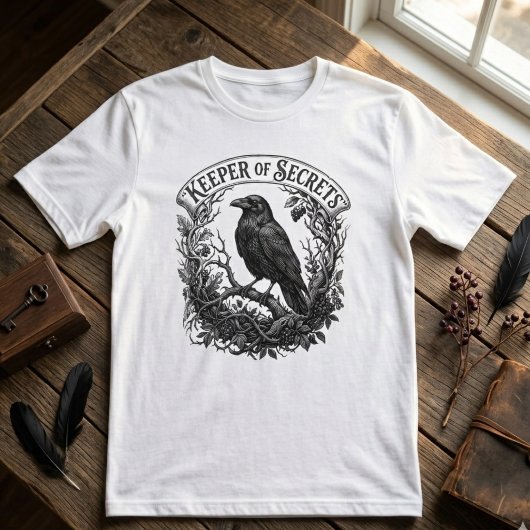 Intricate Gothic Raven Script Dark Academia Art Tシャツ
