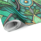 Intricate green and teal stained glass-style  ラッピングペーパー (ロールコーナー)
