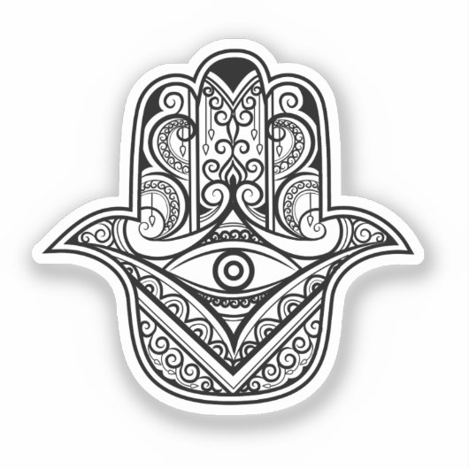 Intricate Hamsa Hand Evil Eye Vinyl Sticker シール (正面)