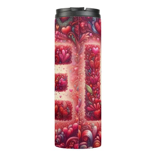 Intricate Heart Pattern Love Typography タンブラー (裏面)