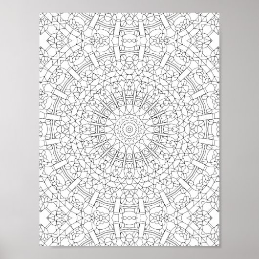 Intricate Kaleidoscope Mandala Coloring Page ポスター (正面)