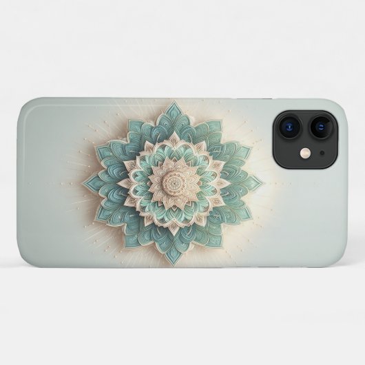 Intricate Layered Geometric Bloom - Modern Teal &  Case-Mate iPhoneケース (裏面(横))