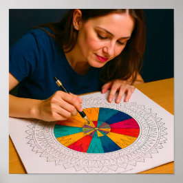 Intricate Mandala Coloring Detail Technique ポスター