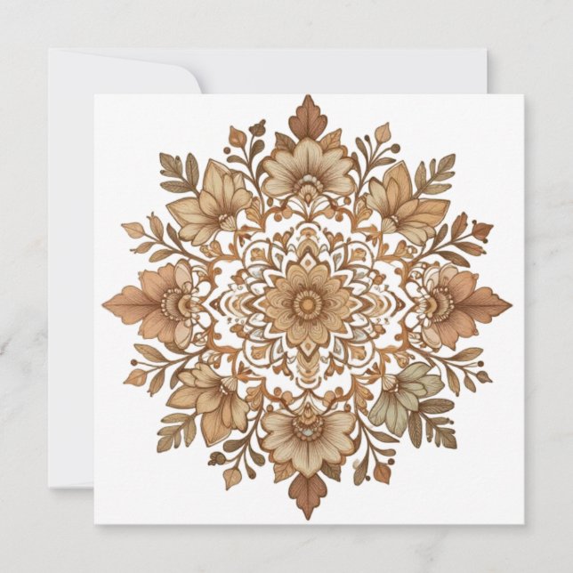 Intricate Mandala Floral Brown Tones Art (正面)