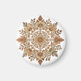 Intricate Mandala Floral Brown Tones Art マグネット