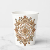Intricate Mandala Floral Brown Tones Art 紙コップ (裏面)