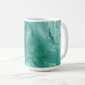 Intricate Marble Pattern in Rich Teal and Green コーヒーマグカップ (正面右)