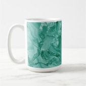 Intricate Marble Pattern in Rich Teal and Green コーヒーマグカップ (左)
