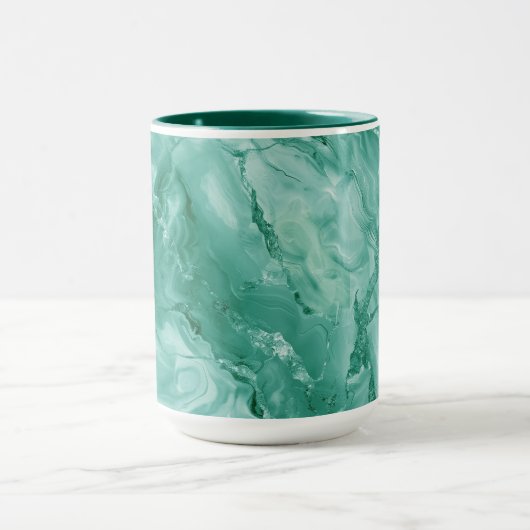 Intricate Marble Pattern in Rich Teal and Green マグカップ (中央)