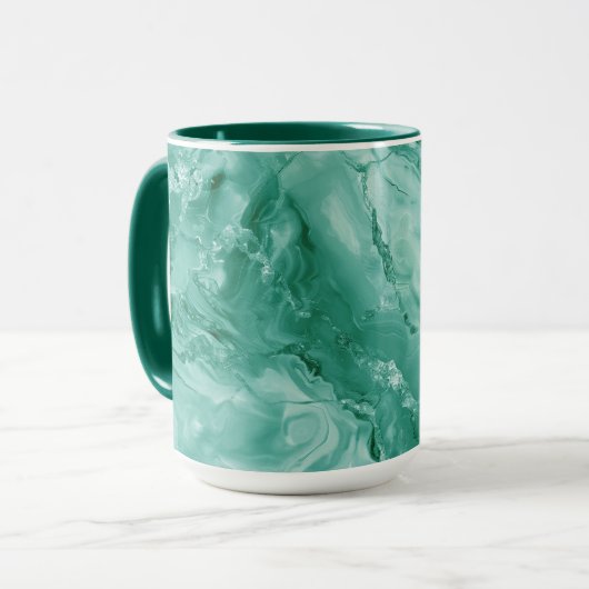 Intricate Marble Pattern in Rich Teal and Green マグカップ (正面左)