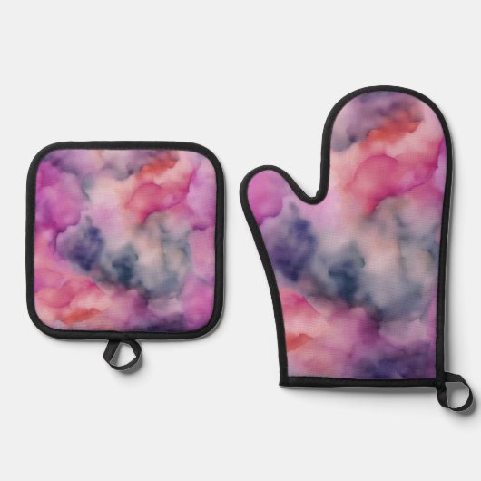 Intricate Marbling Effect 鍋つかみ&鍋敷きセット (正面)