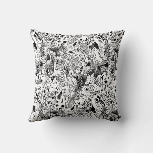 Intricate Monochrome Abstract Swirl Pattern クッション (裏面)