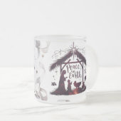 Intricate Nativity Frosted Glass Festive Peace Mug フロストグラスマグカップ (正面右)