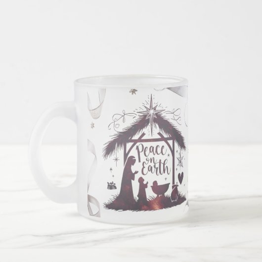 Intricate Nativity Frosted Glass Festive Peace Mug フロストグラスマグカップ (左)