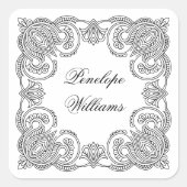Intricate Paisley Personalized Name Labels Custom スクエアシール (正面)