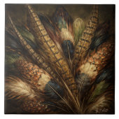 Intricate pheasant feather close-up タイル (正面)