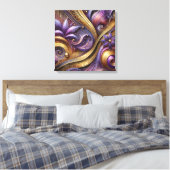 Intricate Purple and Gold Abstract Canvas Art  キャンバスプリント (インサイチュ (寝室))
