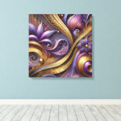 Intricate Purple and Gold Abstract Canvas Art  キャンバスプリント (インサイチュ (ウッドフロア))