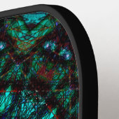 Intricate Red Turquoise Geometric Mandala Art ピックルボールラケット (左詳細)