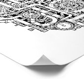 Intricate Steampunk Decoupage Template Line Art ポスター (角)