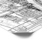 Intricate Steampunk Scaffolding Technical Line Art ポスター (角)