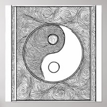 Intricate Symmetrical Coloring Page: Yin Yang 