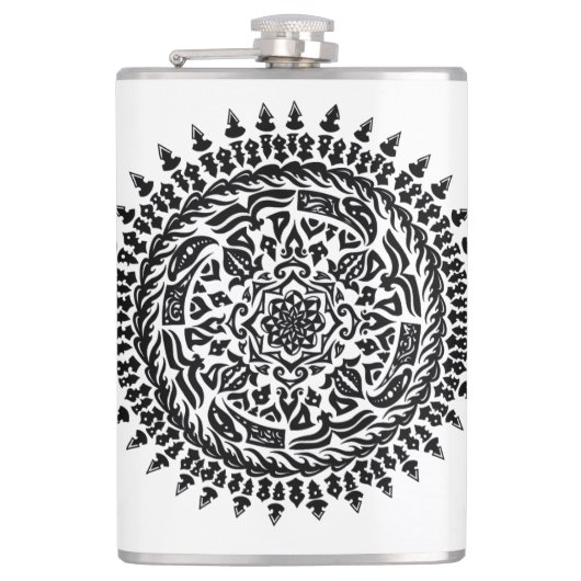 Intricate Tribal Mandala Sacred Geometry Flask フラスク (正面)