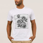 Intricate Triple Rose Botanical Panel Sketch Tシャツ (正面)