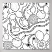Intricate Wealth Decoupage Template Line Art ポスター (正面)