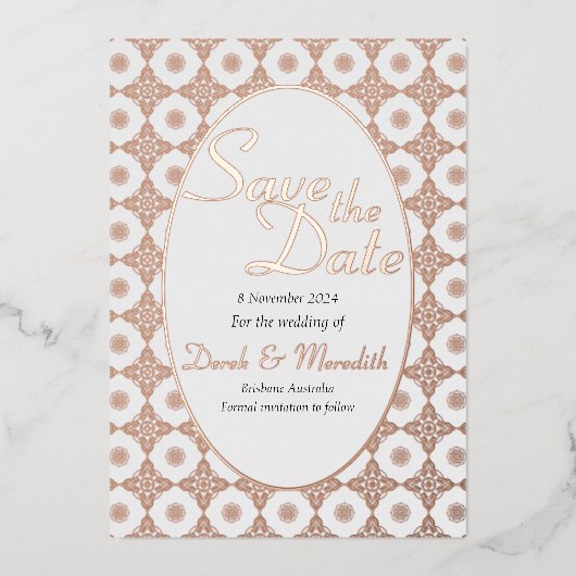 Intricate Wedding Save the Date Invitation  箔招待状 (正面)