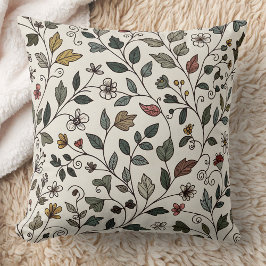 Intricate Whimsical Floral Garden クッション