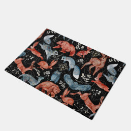  Intricate woodland animals pattern ドアマット
