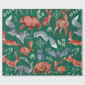  Intricate woodland animals pattern ラッピングペーパー (フラット)