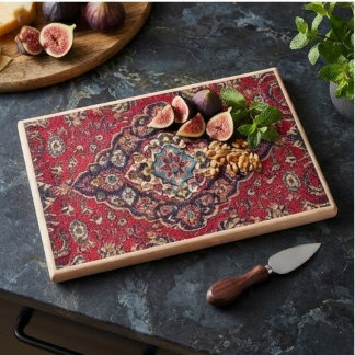 Intricately Woven Persian Rug Red Floral カッティングボード