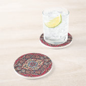 Intricately Woven Persian Rug Red Floral コースター (側面)