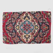 Intricately Woven Persian Rug Red Floral ゴルフタオル (横)