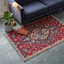 Intricately Woven Persian Rug  Red Floral