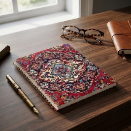 Intricately Woven Persian Rug Red Floral ノートブック
