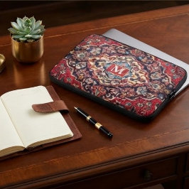 Intricately Woven Persian Rug Red Floral ラップトップスリーブ