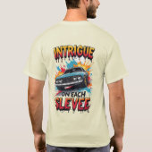🏎️ Intrigue Each Sleeve Fiery Sports Car Speed Tシャツ (裏面)