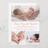 Introducing 生まれたばかりの Baby Girl誕生統計3 Photo 案内状 (正面/裏面)