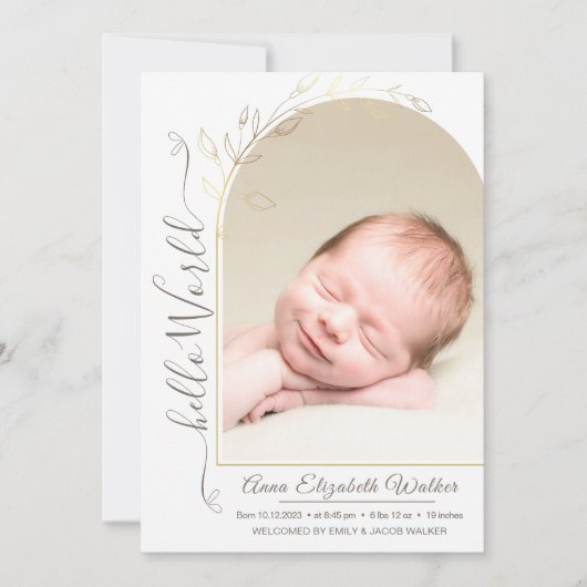 Introducing 生まれたばかりの Baby Girl誕生統計5写真 案内状 (正面)