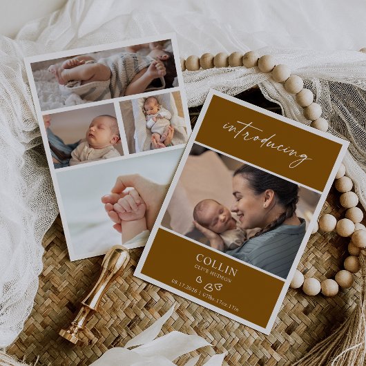 Introducing Baby Photo Collage Announcement Card 招待状