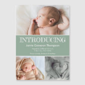 Introducing baby photos green birth announcement (正面)