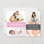 Introducing Blueカスタムベビー写真誕生 マグネット招待状 (正面)