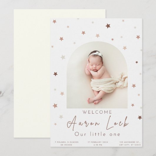 Introducing Our Little Miracle: [ベビーの名前] Has 案内状 (正面/裏面)